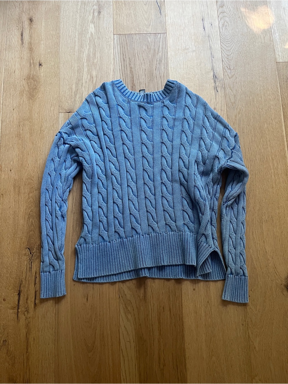 Beach Riot Cable Knit Crew Sweater - Dusty Blue